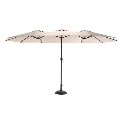 14.8 Ft Double Sided Outdoor Umbrella Rectangular Large with Crank ( khaki )(No Base)