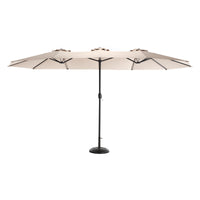 14.8 Ft Double Sided Outdoor Umbrella Rectangular Large with Crank ( khaki )(No Base)