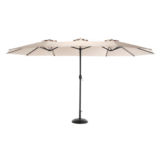 14.8 Ft Double Sided Outdoor Umbrella Rectangular Large with Crank ( khaki )(No Base)