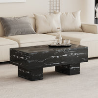 Modern Simple Black Marble Texture MDF Coffee Table - 43.3'x21.6'x17.2' Practical Model.Making it an ideal addition to any living room or apartment.