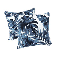 2 Pack Outdoor Throw Pillows, Waterproof & Fade-Resistant Patio Cushions for Garden, Porch, Poolside Furniture - Soft & Comfortable Decorative Pillow Covers (18x18 Inch, Blue Big leaf)