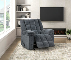 Gentle Rocking Motion Reclining Chair 1pc Gray Chenille Upholstery Ultra Comfort Living Room Furniture