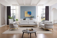 Zoe Modern style 3PC Living room set (Sofa + Loveseat + Chair) made with wood and Gold accents in Gray(NJ Warehouse inventory)