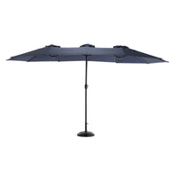 14.8 Ft Double Sided Outdoor Umbrella Rectangular Large with Crank ( Navy blue )(No Base)
