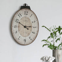 18' x 29' Antique White Oval Wall Clock, Traditional Vintage Home Decor Clock