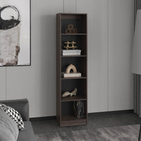 XS Bookcase Compact Bookshelf with Multiple Shelves, Dark Walnut / Black Wengue