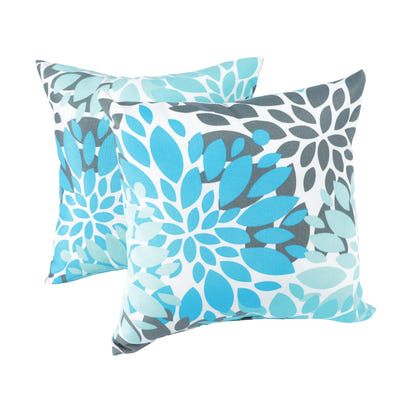 2 Pack Outdoor Throw Pillows, Waterproof & Fade-Resistant Patio Cushions for Garden, Porch, Poolside Furniture - Soft & Comfortable Decorative Pillow Covers (18x18 Inch, Blue)