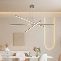 48' Modern LED Chandelier - Geometric 3-Arm Design, Adjustable Hanging, Sleek Metal Finish for Dining Room, Living Room & Office