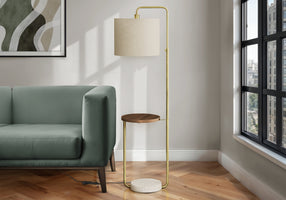 Lighting, 67'h, Floor Lamp, Usb Port Included, Brass Metal, Beige Shade, Contemporary