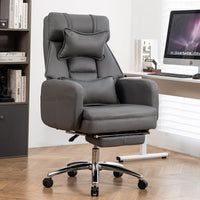 Swivel Ergonomic Office Chair, Technology Leather  High Back Office Chair with Lumbar Support Headrest, Sedentary Comfortable Boss Chair, 155° Reclining Computer Chair (Color : DARK GREY)