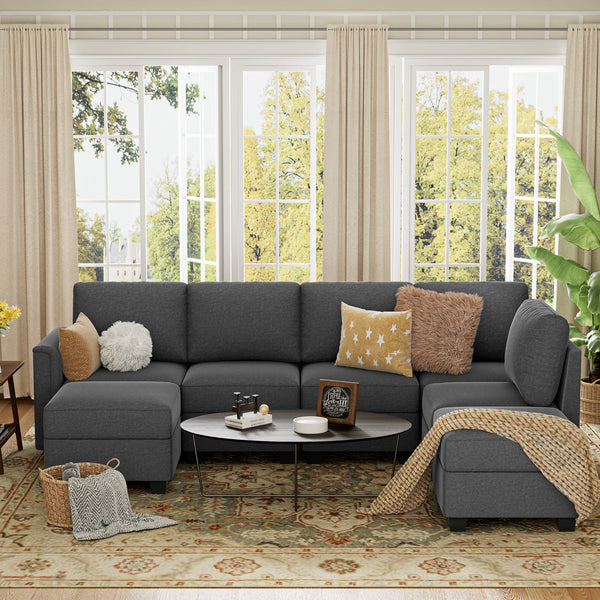 Modern 5-Seater Sectional Sofa with Chaise Lounge, Convertible U Shaped Sofa Couch with Storage, Comfy Modular Sofa Couch for Bedroom, Living Room, Office, Modern U Shaped Sectional Sofa