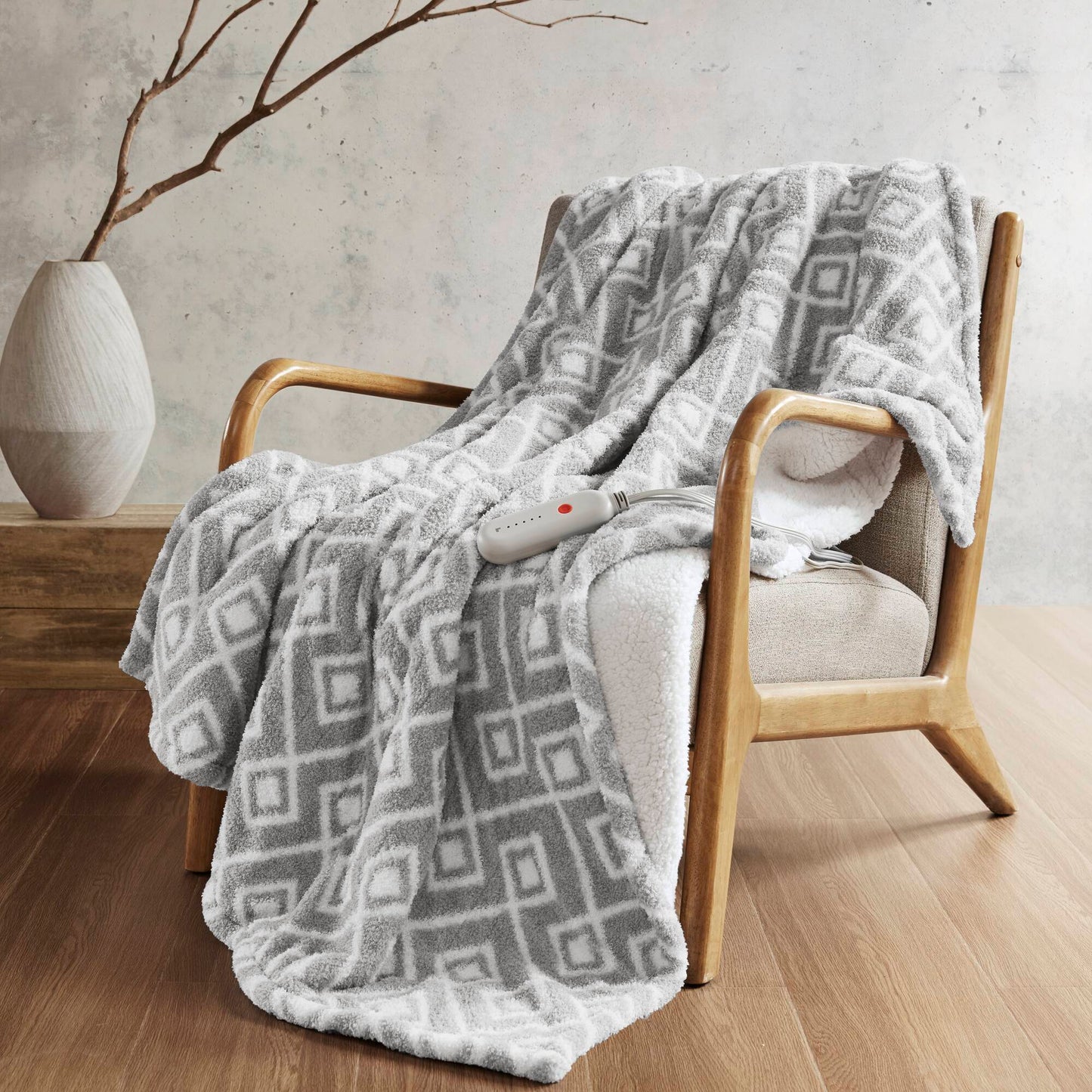 1 PCS 50x60' Dream Soft Heated Throw Grey Geo