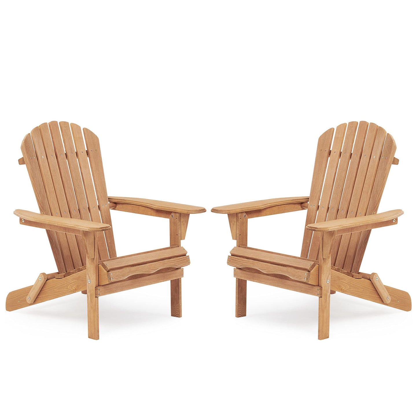 Wooden Outdoor Folding Adirondack Chair Set of 2, Cedar Material, Honey Brown, Space-Saving Design
