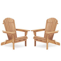 Wooden Outdoor Folding Adirondack Chair Set of 2, Cedar Material, Honey Brown, Space-Saving Design