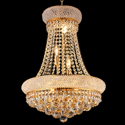 18-Inch Crystal Chandelier Lighting for Dining Room Modern Luxury K9 Bedroom Crystal Chandeliers Ceiling Light French Empire Crystal Chandelier Gold 9 Lights