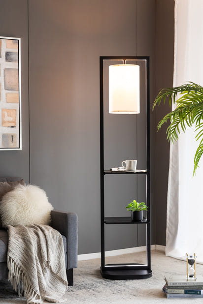 16.5x17x74' Two Tiered Vertical Shelving Stand with Light (Not include Bulb)