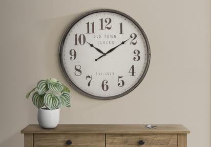 Clocks, 30' Round, Large Oversized, Wall Clock, Brown, Transitional