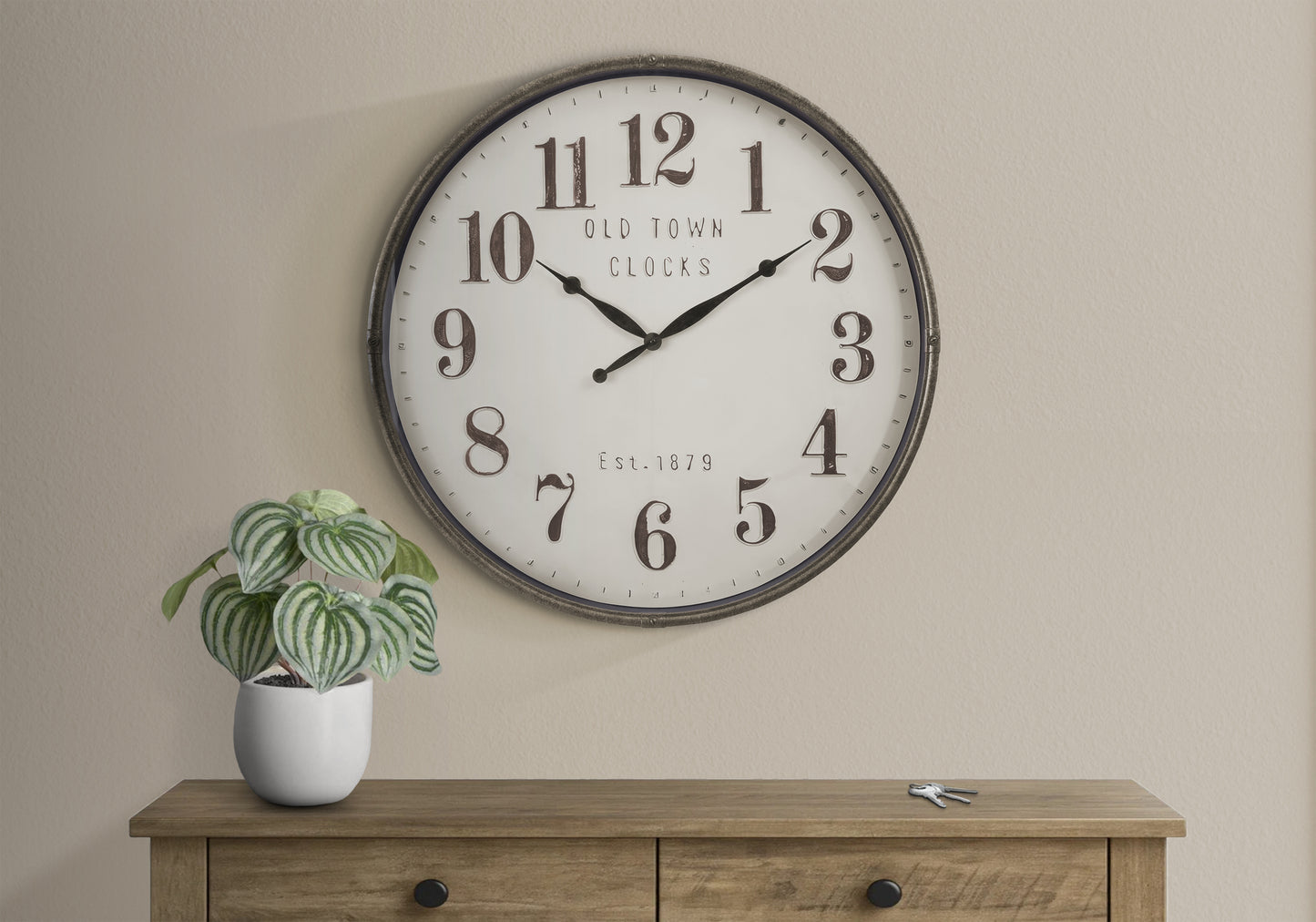 Clocks, 30' Round, Large Oversized, Wall Clock, Brown, Transitional