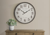 Clocks, 30' Round, Large Oversized, Wall Clock, Brown, Transitional