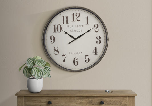 Clocks, 30' Round, Large Oversized, Wall Clock, Brown, Transitional