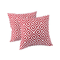 2 Pack Outdoor Throw Pillows, Waterproof & Fade-Resistant Patio Cushions for Garden, Porch, Poolside Furniture - Soft & Comfortable Decorative Pillow Covers (18x18 Inch, RED)