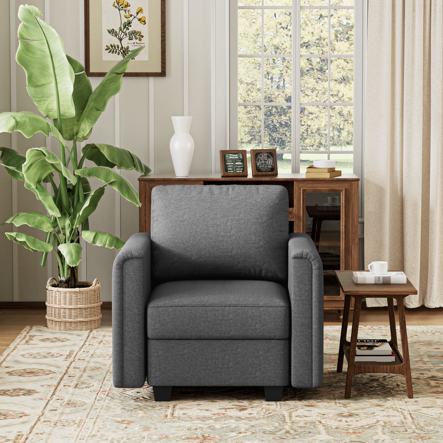 Elegant Curved Arm Accent Sofa Chair , Customizable Sectional Sofa Couch, Comfy Modular Sofa for Bedroom, Living Room, Office