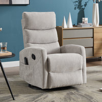 Heat Massage Manual Recliner Chair with Rocker and Swivel in Fabric for Living Room,Grey